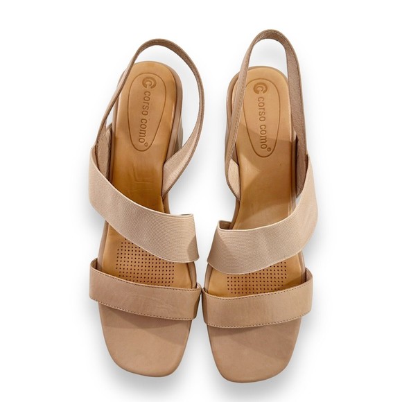 Corso Como Sandals Dress Shoe Size 11 Hally 2 Slingback Tan Nude Leather Neutral - Picture 8 of 11